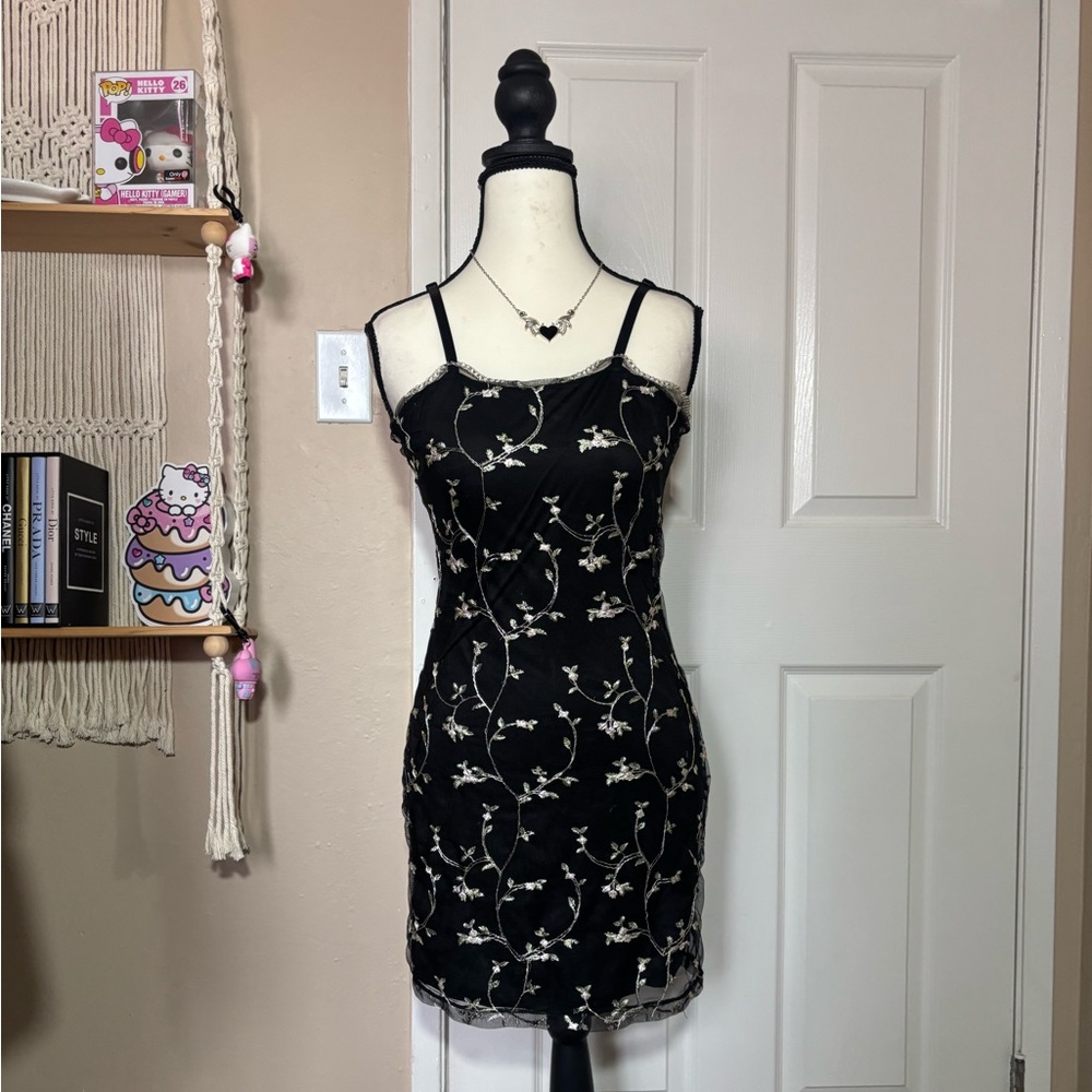 Sugar Thrillz black and mint embroidered dress